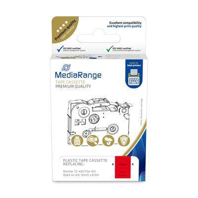 Cassetta nastro MediaRange 12mm nero/rosso Brother TZ-431/TZe-431 8m