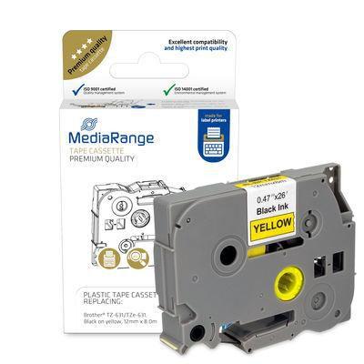 Cassetta nastro MediaRange 12mm nero/giallo Brother TZ-631/TZe-631 8m