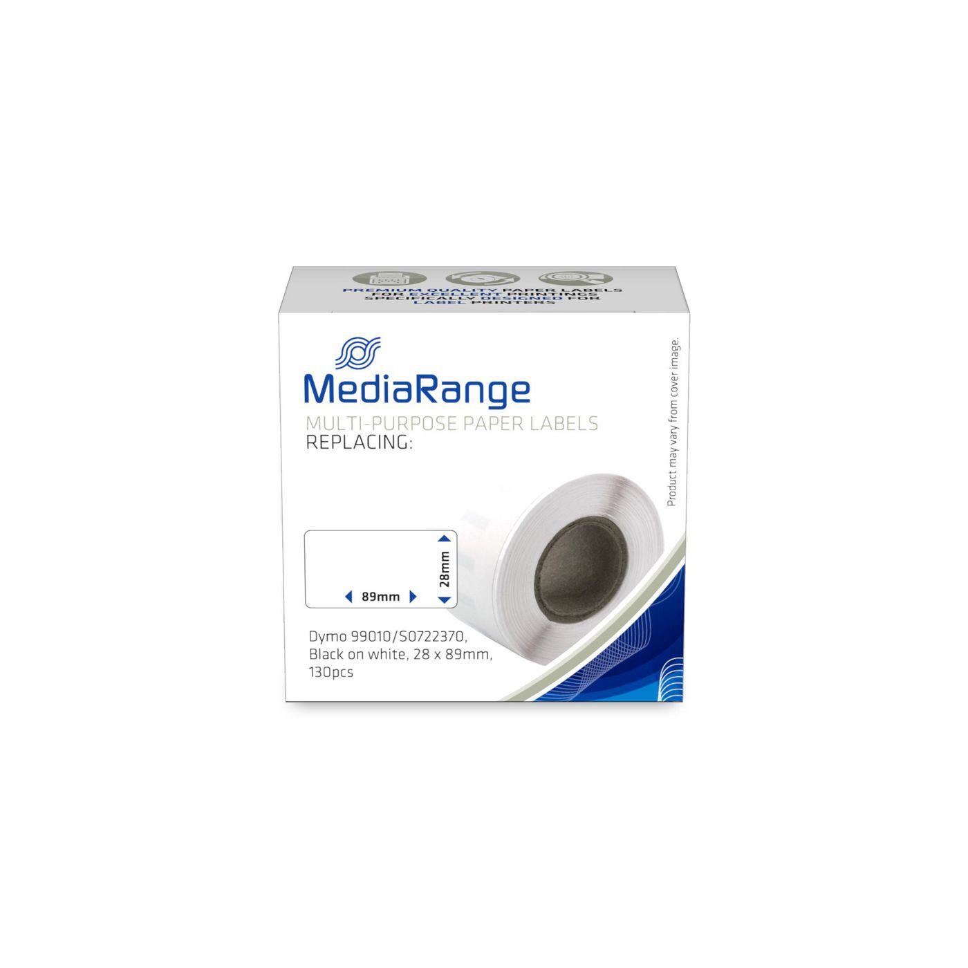 Nastro per etichette MediaRange 28x89mm nero/bianco Dymo 99010/S0722370 130pz