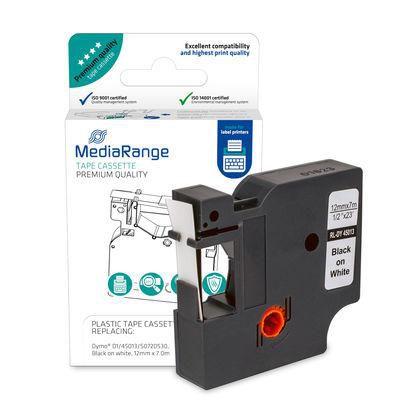Cassetta nastro per etichette MediaRange 12mm nero/bianco Dymo D1/45013/S0720530 7m