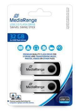 Chiavetta USB 32GB MediaRange, nera 32GB, nero/argento, confezione da 2