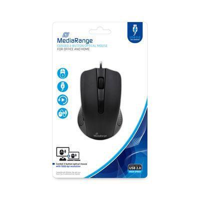 Mouse MediaRange ottico 5 pulsanti cablato nero
