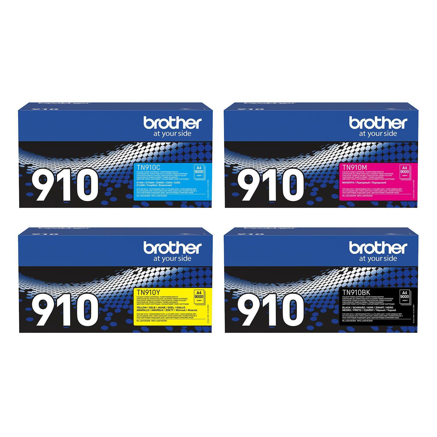 Brother Originale TN910 Toner 4er Multipack (ciano, magenta, giallo, nero)