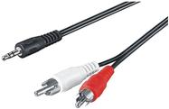 M-Cab 3.5mm - 2x RCA M/M 0.5m cavo audio 05 m 2 x RCA Nero (3.5MM 2X RCA ADAP 0.5M BK - CABLE M/M 3PIN TO AUDIO L/R)