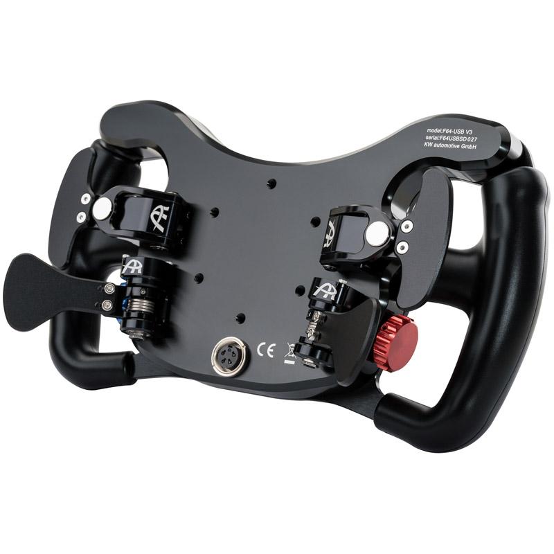 Ascher Racing F64 -USB V3 - Volante per i simulatori di corse - Foglio da sterzo in stile farfalla - durata della batteria di 8
