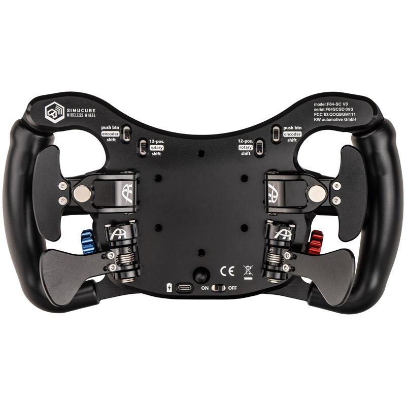 Ascher Racing F64 -Sc V3 - Wireless - Volante per simulatori di corse - Fuoccia di sterzo in stile farfalla - durata della batt