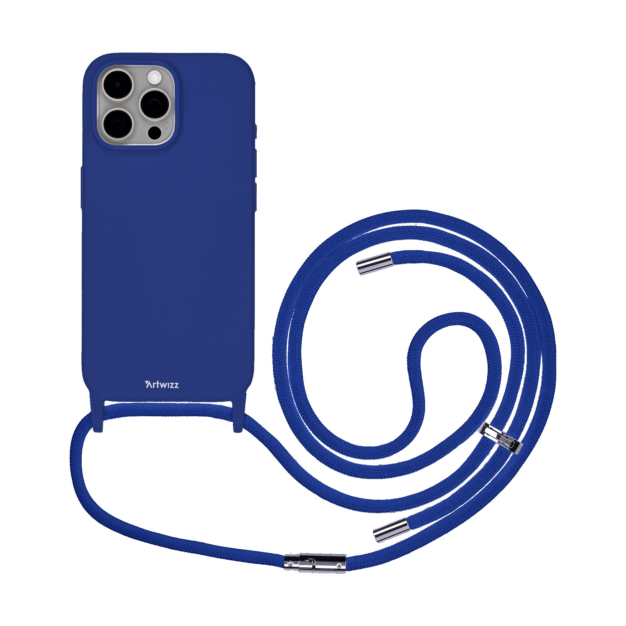 Custodia HangOn in silicone + RICARICA per iPhone 15 Pro Max - kings-blu