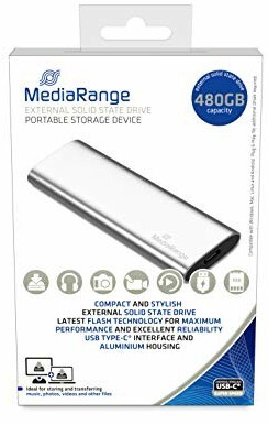 MediaRange SSD esterno 480 GB USB-C 480 GB, argento