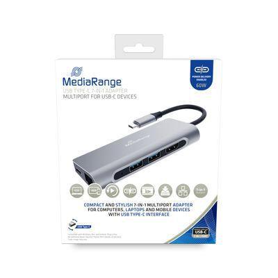 Adattatore multiporta MediaRange USB-C 7 in 1 argento