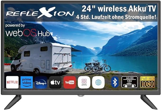Riflessione LEDA24SBT Smart LED Battery TV TV alimentato da WebShub, 60 cm/24 pollici, campeggio/automobilistico/auto auto/barc