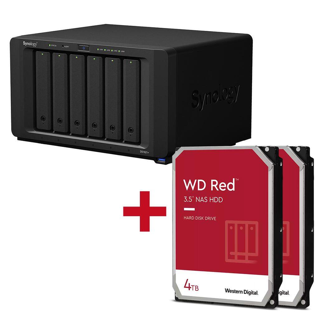 Synology DiskStation DS1621 + 6 Inserisci server NAS Housing vuoto + 8Tb Rosso SATA 3.5 "HDD (2x 4Tb)