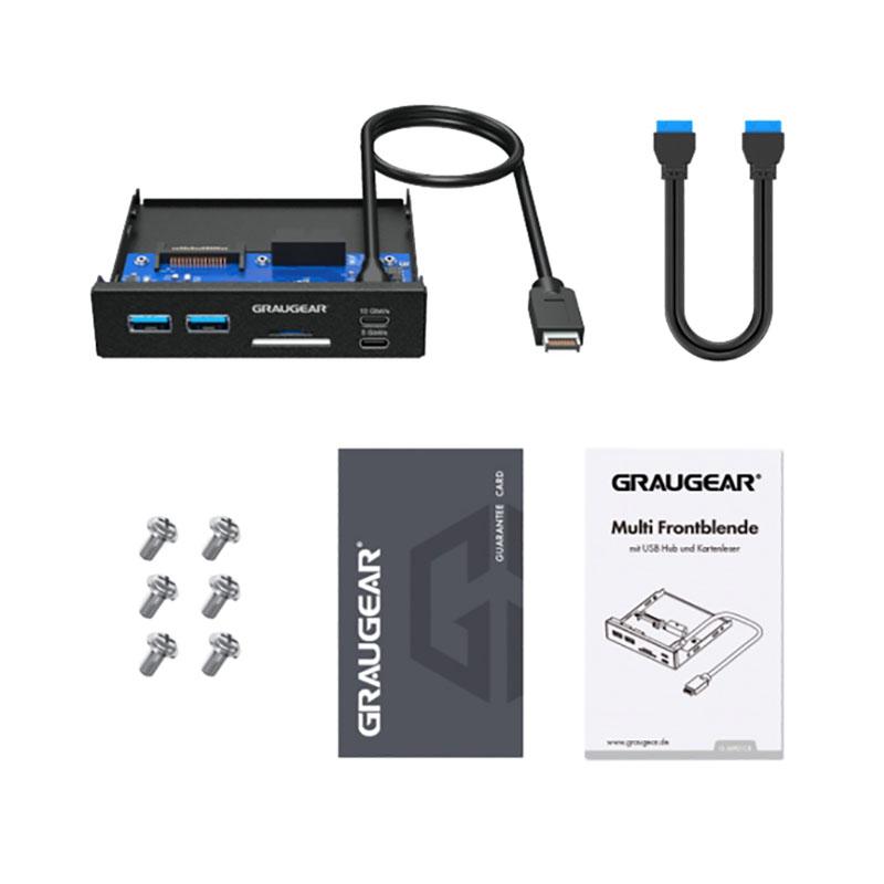 USB-HUB+lettore di schede Pannello frontale multiplo, USB di tipo C