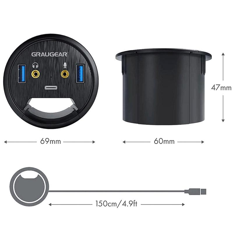 Hub desktop USB 3.0 con connessione audio e microfono
