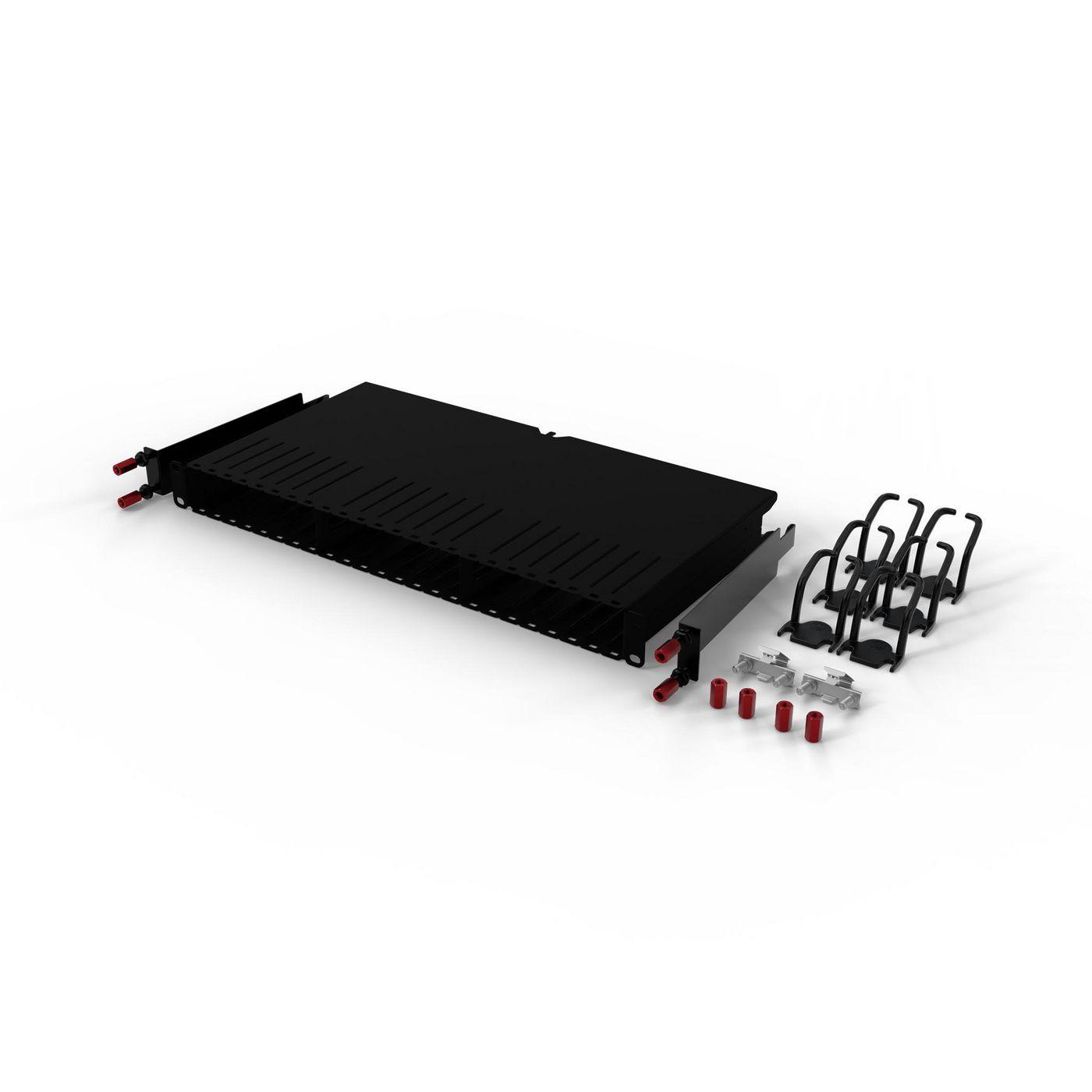PATCHBOX One PONEFRAME 19 Rahmen Kit Pannello di gestione del cavo (PATCHBOX.ONE FRAME INCL. MOUNTINGRAILS & 6 PCS PATCHCATCH &