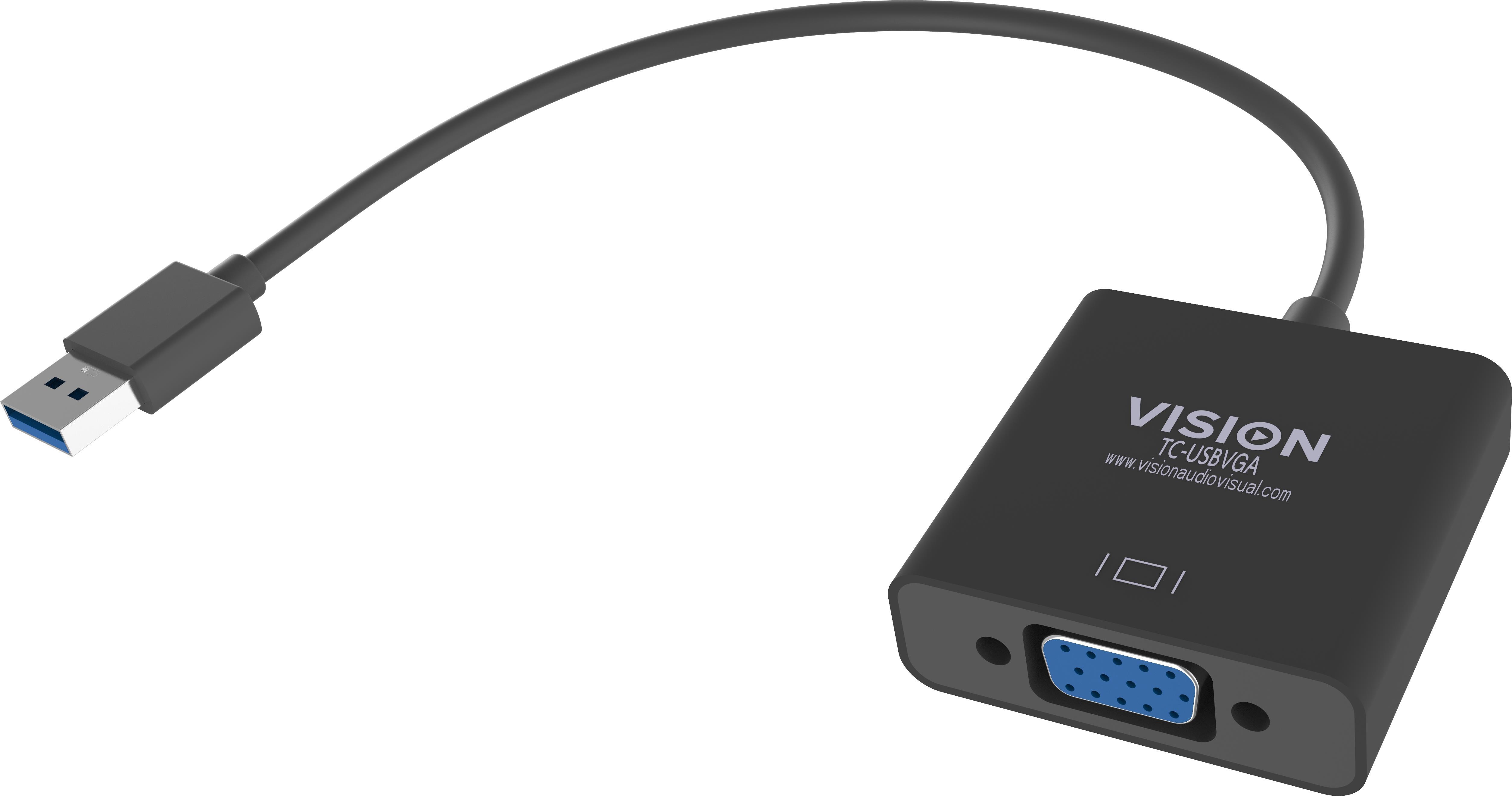 Vision TC-USBVGA adattatore grafico USB 1920 x 1080 Pixel Nero (VISION Professional installation-grade USB-A to VGA adapter - L