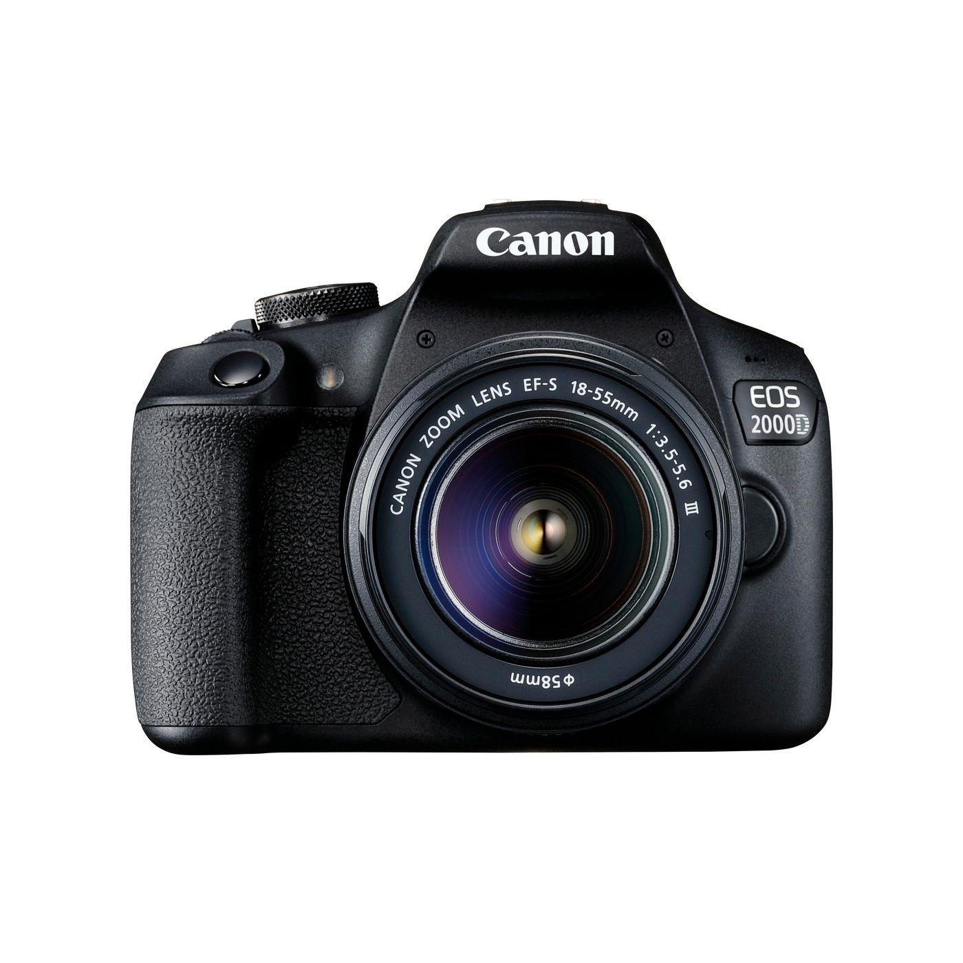 Canon EOS 2000D EF-S 18-55mm f/3.5-5.6 III Kit fotocamere SLR 241 MP CMOS 6000 x 4000 Pixel Nero (CAMERA EOS 2000D 18-55 III -