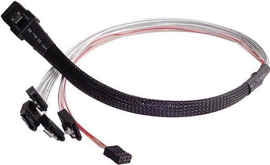 Silverstone CPS03 - Cavo SATA / SAS - con bande laterali - 4 -lane - 4 x mini SAS (SFF -8087) (M) a SATA, banda laterale (W) -