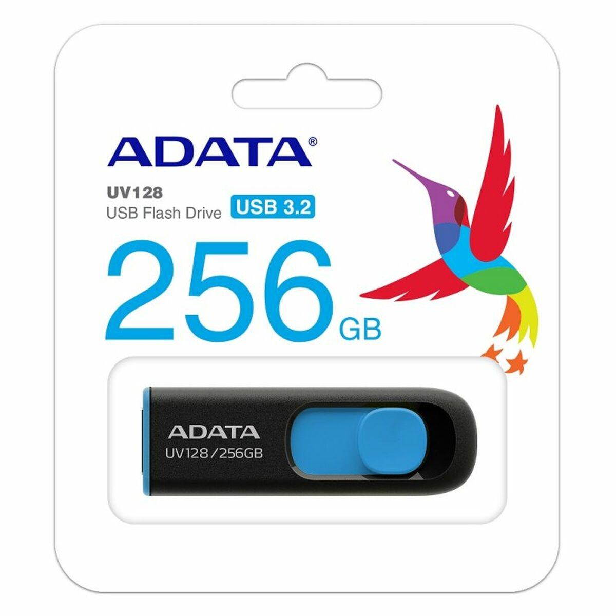 ADATA UV128 unit flash USB 256 GB USB tipo A 3.2 Gen 1 3.1 Gen 1 Nero Blu (ADATA 256GB UV128 USB 3.0 Memory Pen Retractable Ca