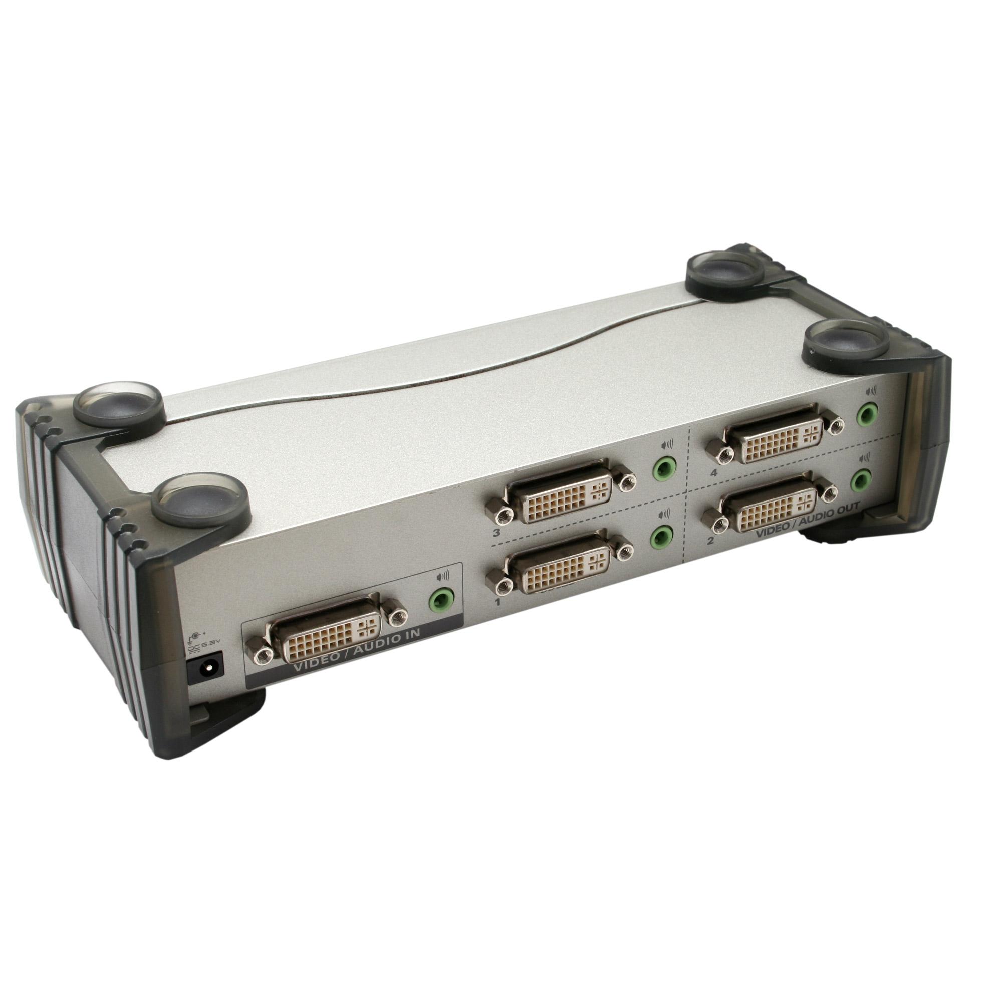 Ã¢â‚¬Â¢ AnschlÃƒÂ¼sse: 1x DVI In, 4x DVI Out, 1x Klinke Audio In, 4x Klinke Audio Out Ã¢â‚¬Â¢ unterstÃƒÂ
