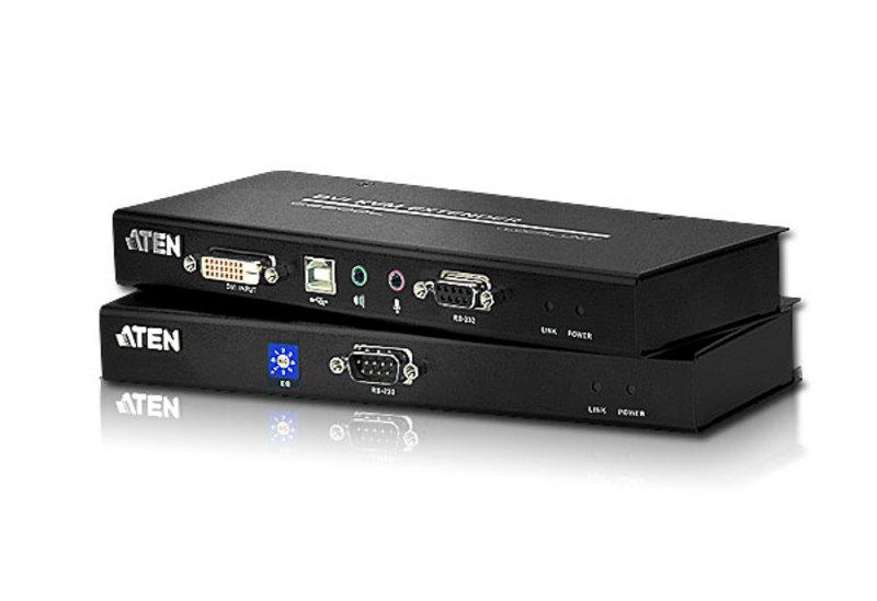 ATEN DVI KVM Extender Single Link 60Meter, 1920 x 1080 , RS232 , Speaker & Mic.