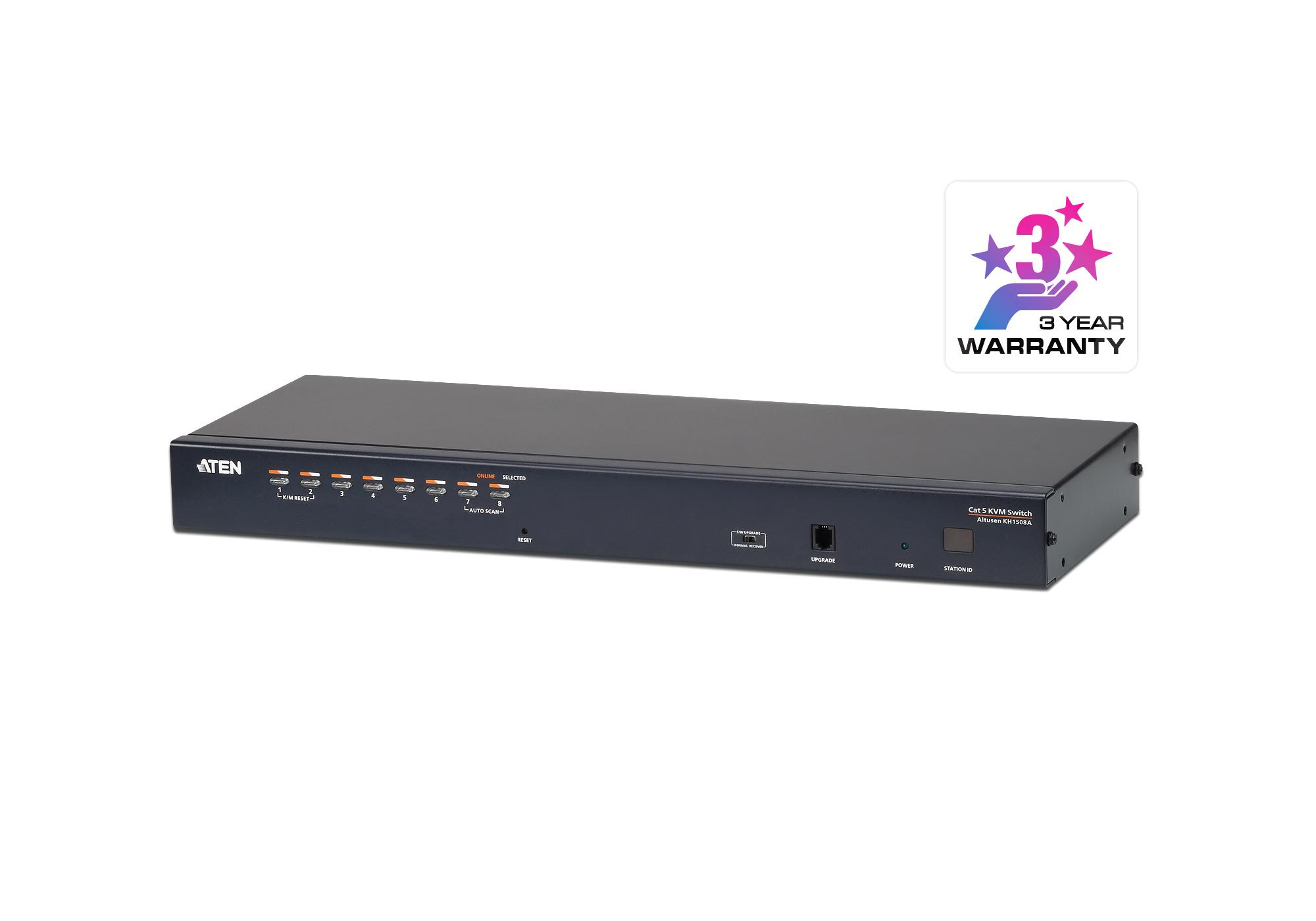 ATEN 8 port RJ45 KVM Support PS/2, USB, SUN USB Server, Daisy Chain, Console USB+PS/2 , Adapter ID