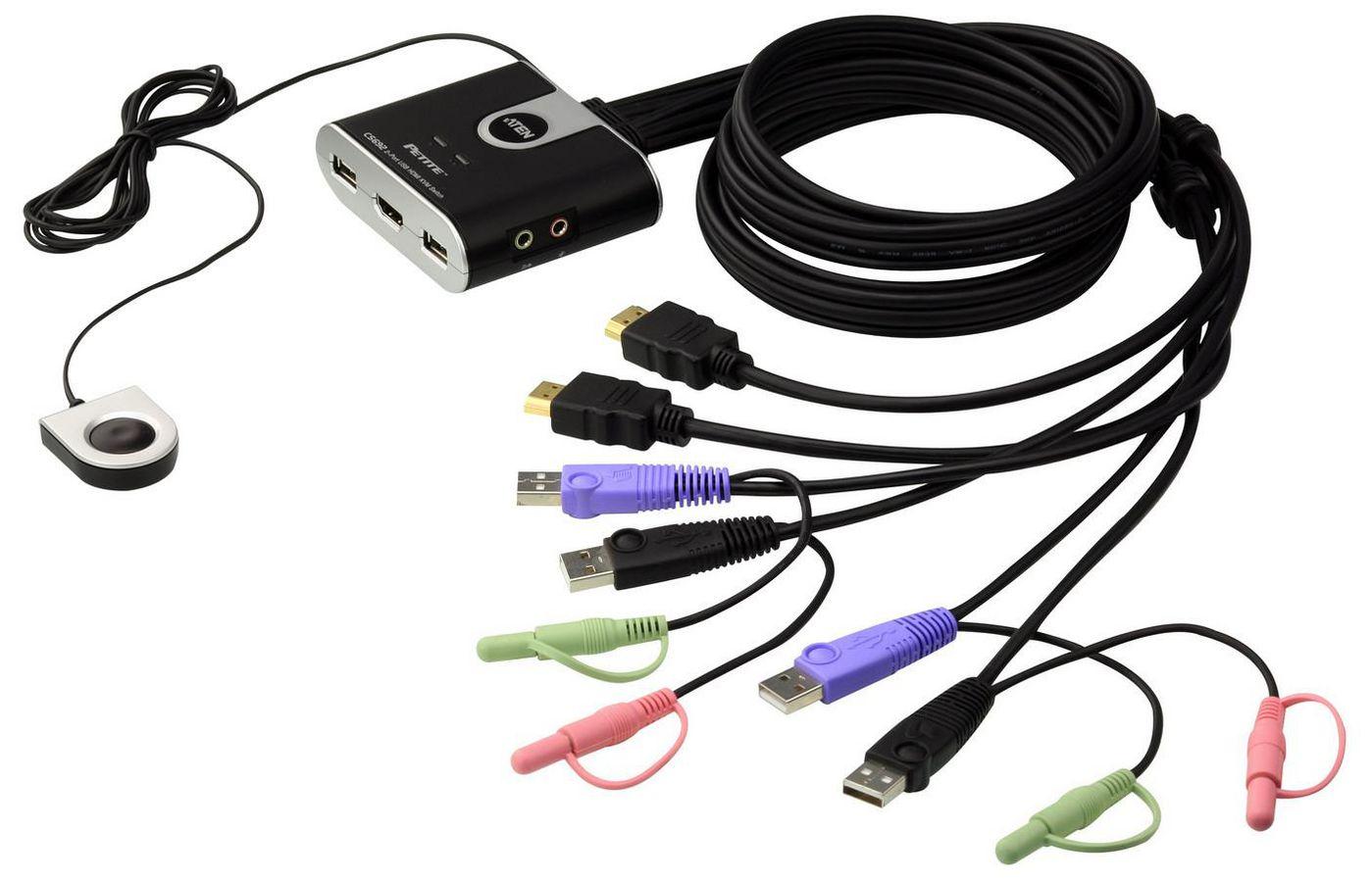Typ Kabel-Switch Ports 2 Monitor HDMI Tastatur/Maus USB Audio Lautsprecher Mikrofon LAN N/A Auflsung 1920x1200