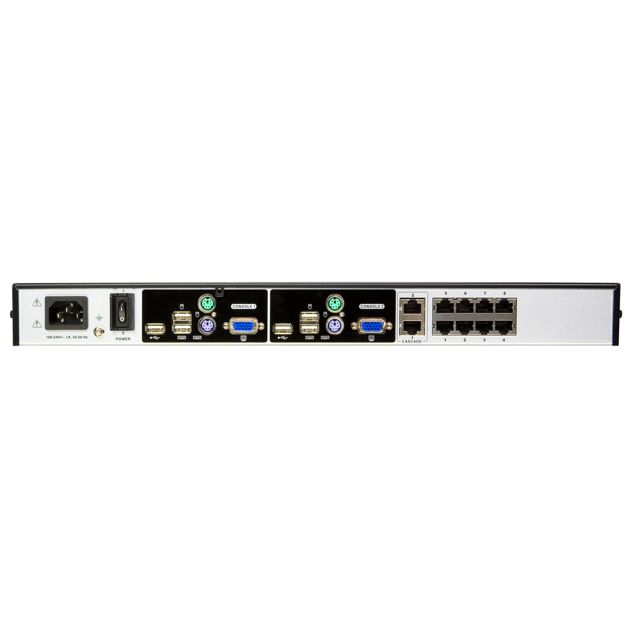 ATEN 8 port RJ45, 2 Consoles (USB&PS2) controles 8 servers, CAT5 up to 50m, Daisy Chain