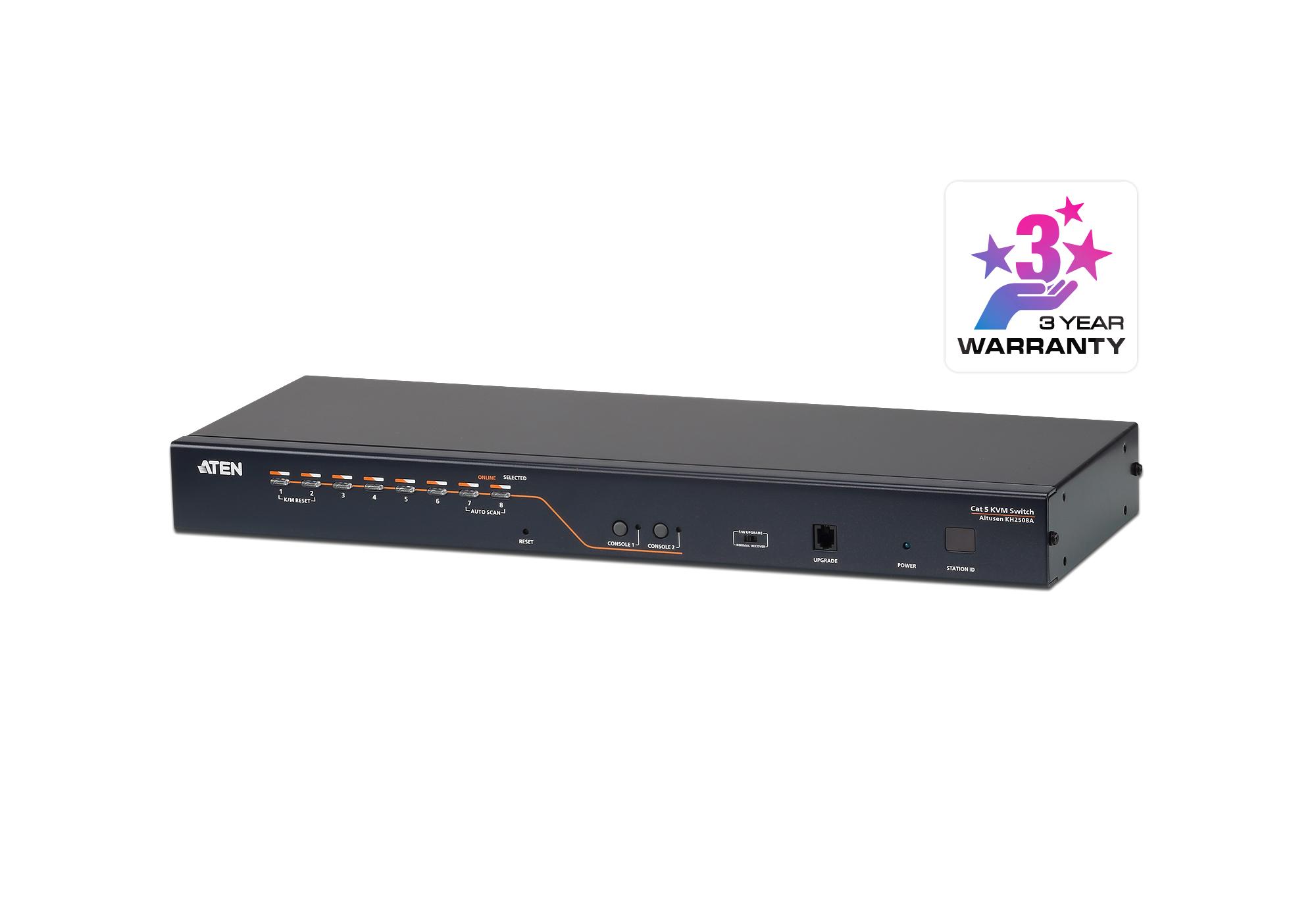 ATEN 8 port RJ45, 2 Consoles (USB&PS2) controles 8 servers, CAT5 up to 50m, Daisy Chain