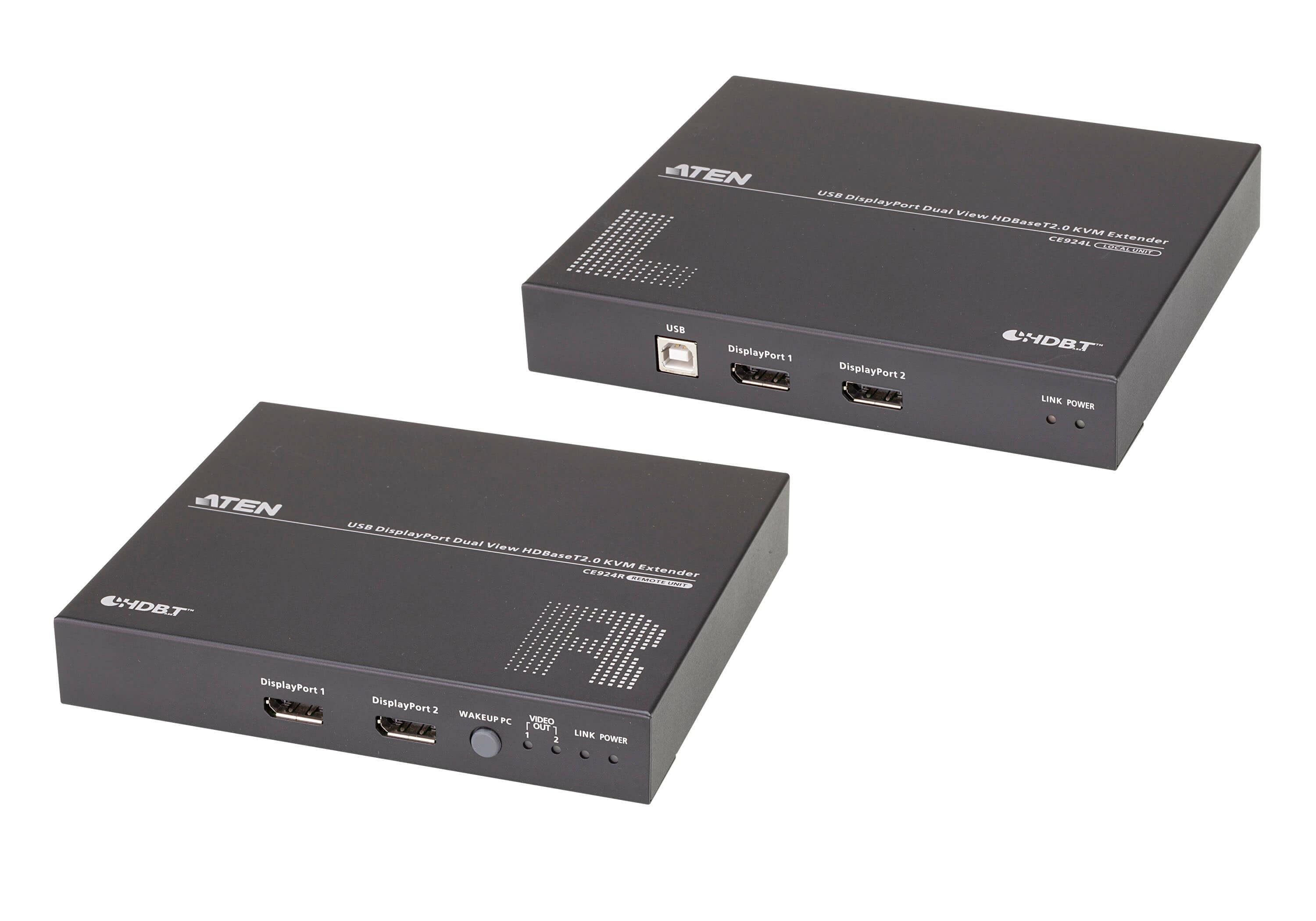 ATEN Estensore KVM USB DisplayPort Dual View HDBaseT 2.0 (4K a 100 m per visualizzazione singola)