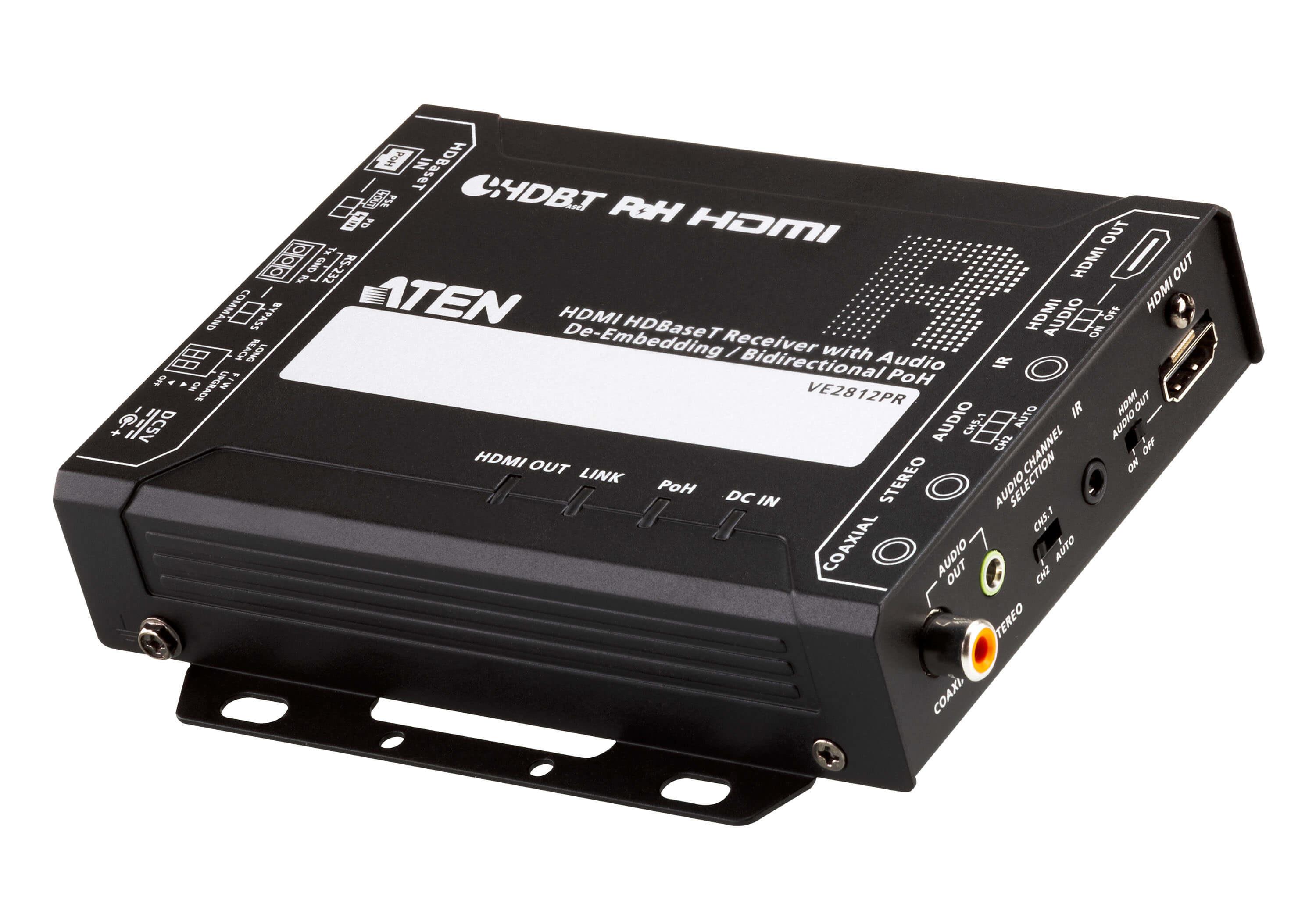ATEN Ricevitore HDBaseT HDMI con de-embedding audio / PoH bidirezionale (4 K a 100 m) (HDBaseT Class A) (PoH PSE e PD)