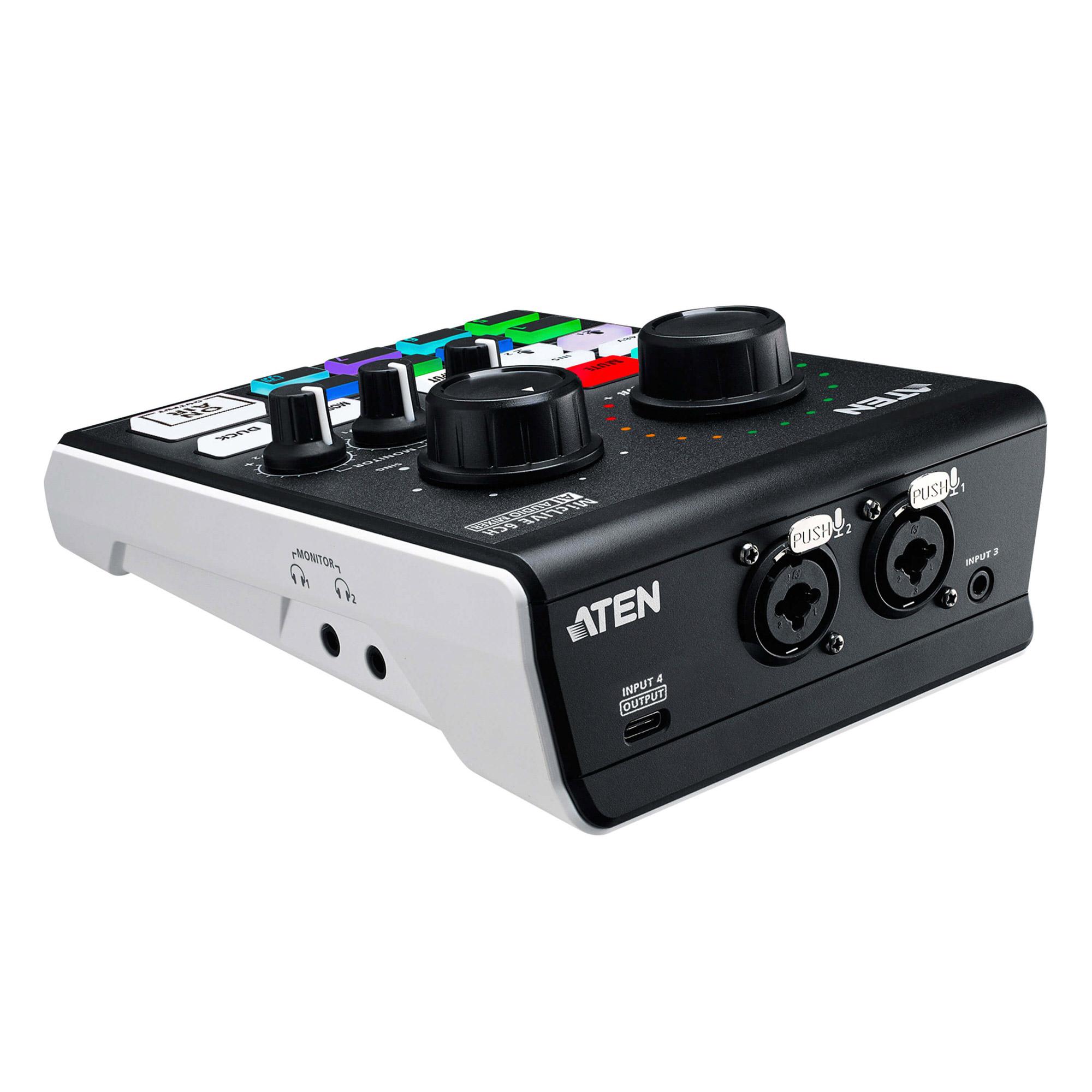 Aten MicLive 6-CH All-in-one AI-powered Audio Mixer with Streaming, External USB-C Recording (Custom Audio Effects)