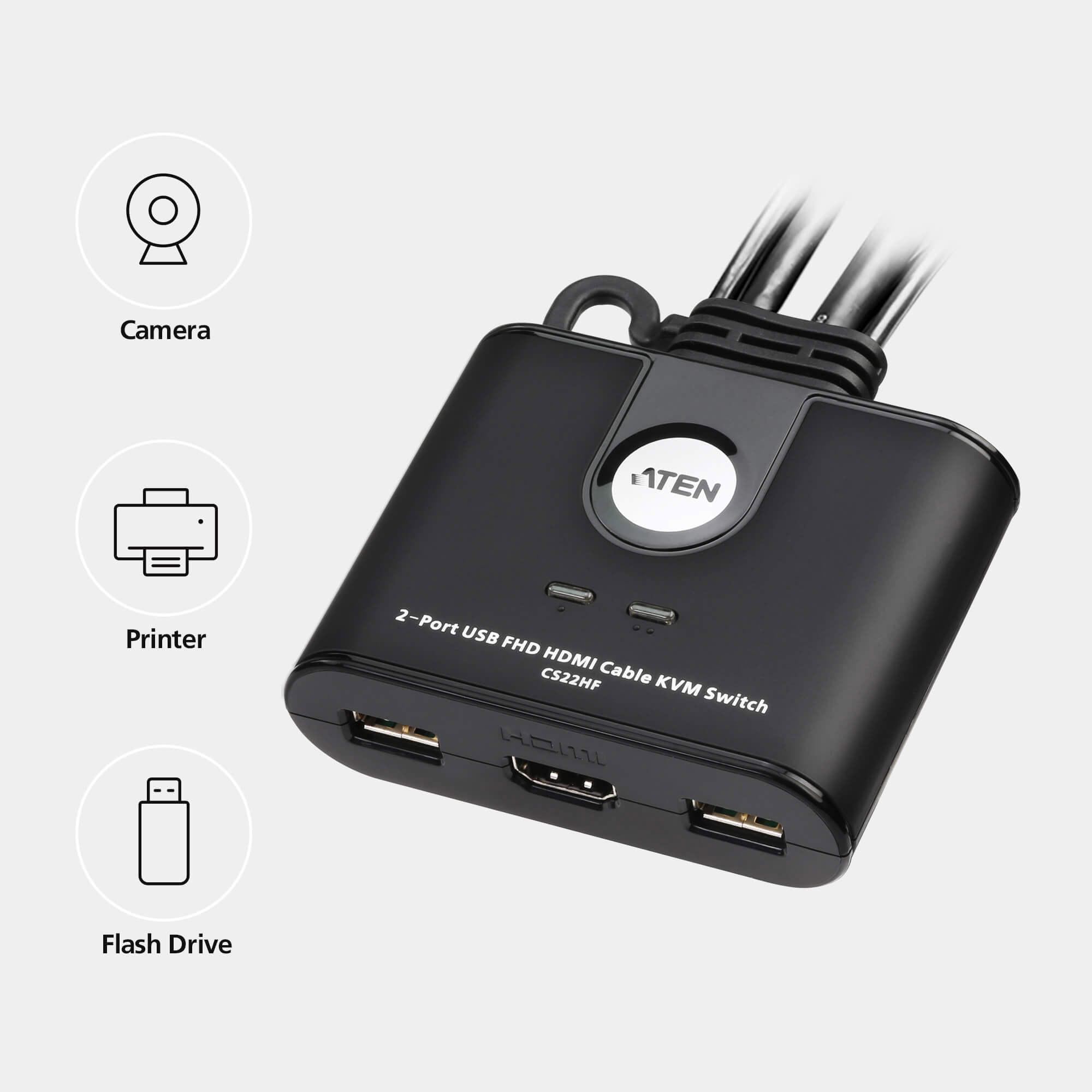 ATEN Switch KVM cablato 2-Port USB FHD HDMI