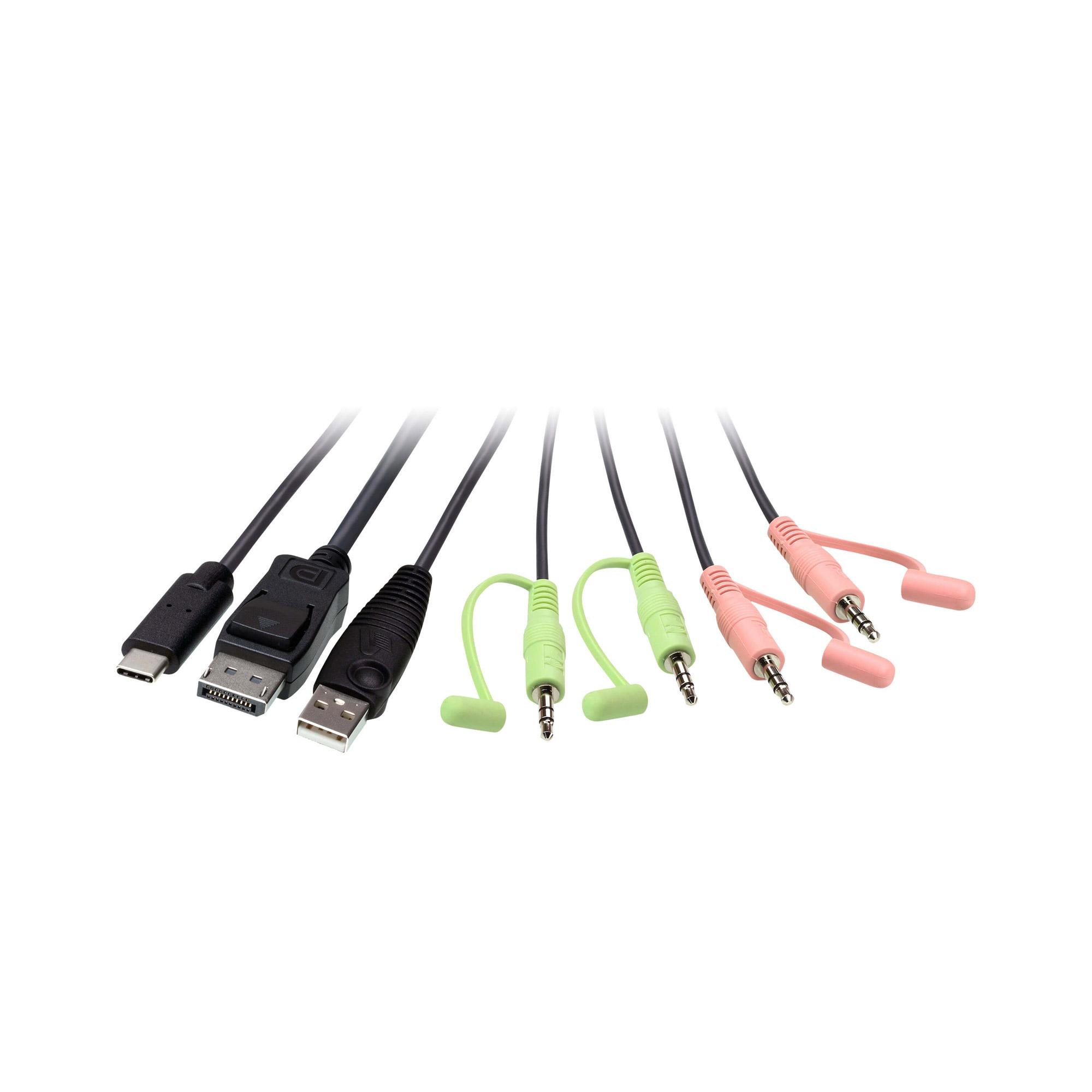 Aten 2-Port USB-C DisplayPort Hybrid Cable KVM Switch