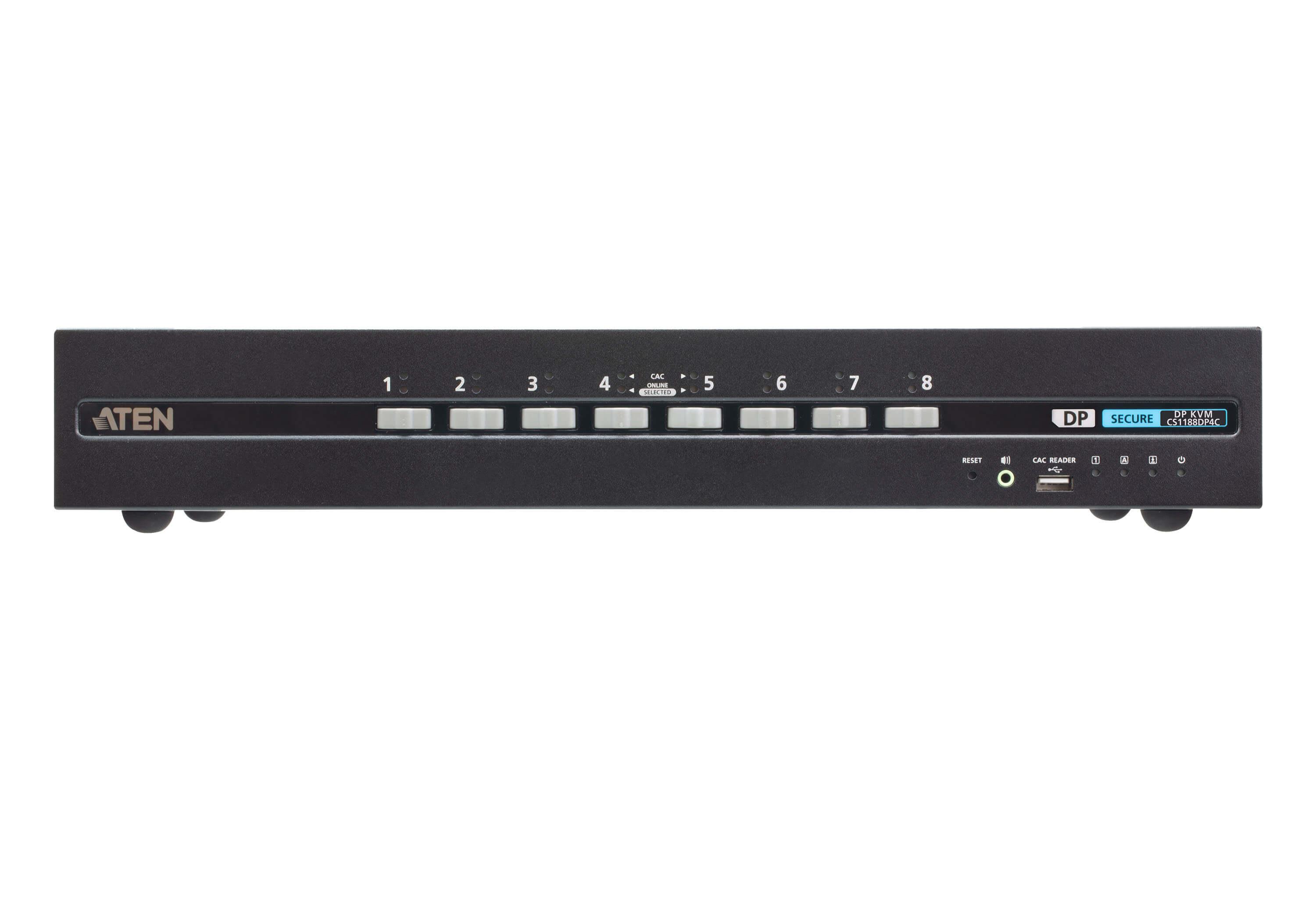 ATEN Switch KVM sicuro DisplayPort USB a 8 porte con CAC (conforme a PSD PP v4.0)
