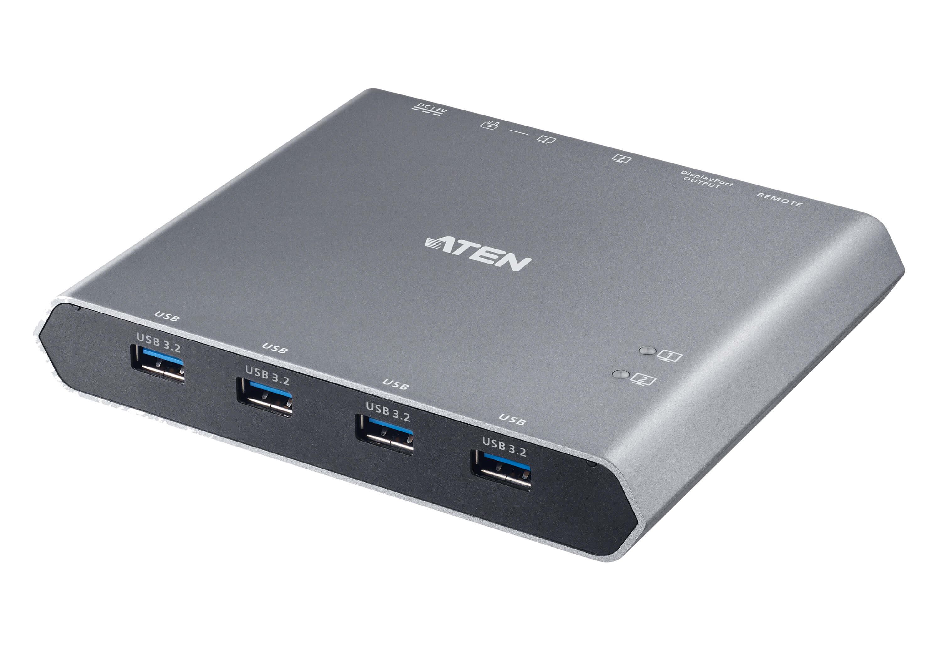 ATEN Interruttore Dock KVM a 2 porte 4K DisplayPort USB-C con passaggio di alimentazione