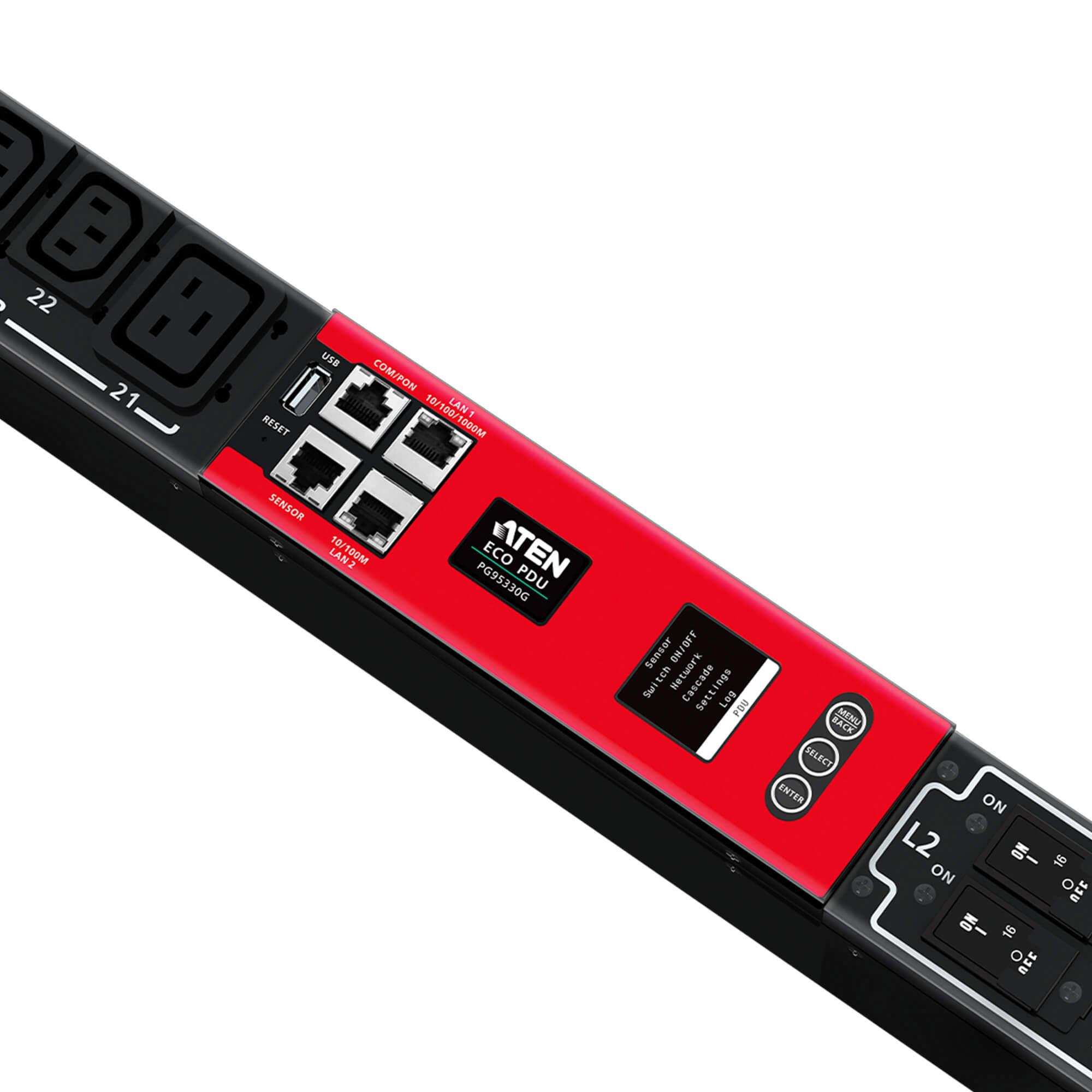 ATEN PDU eco misurata a 3 fasi da 30A/32A a 30 uscite