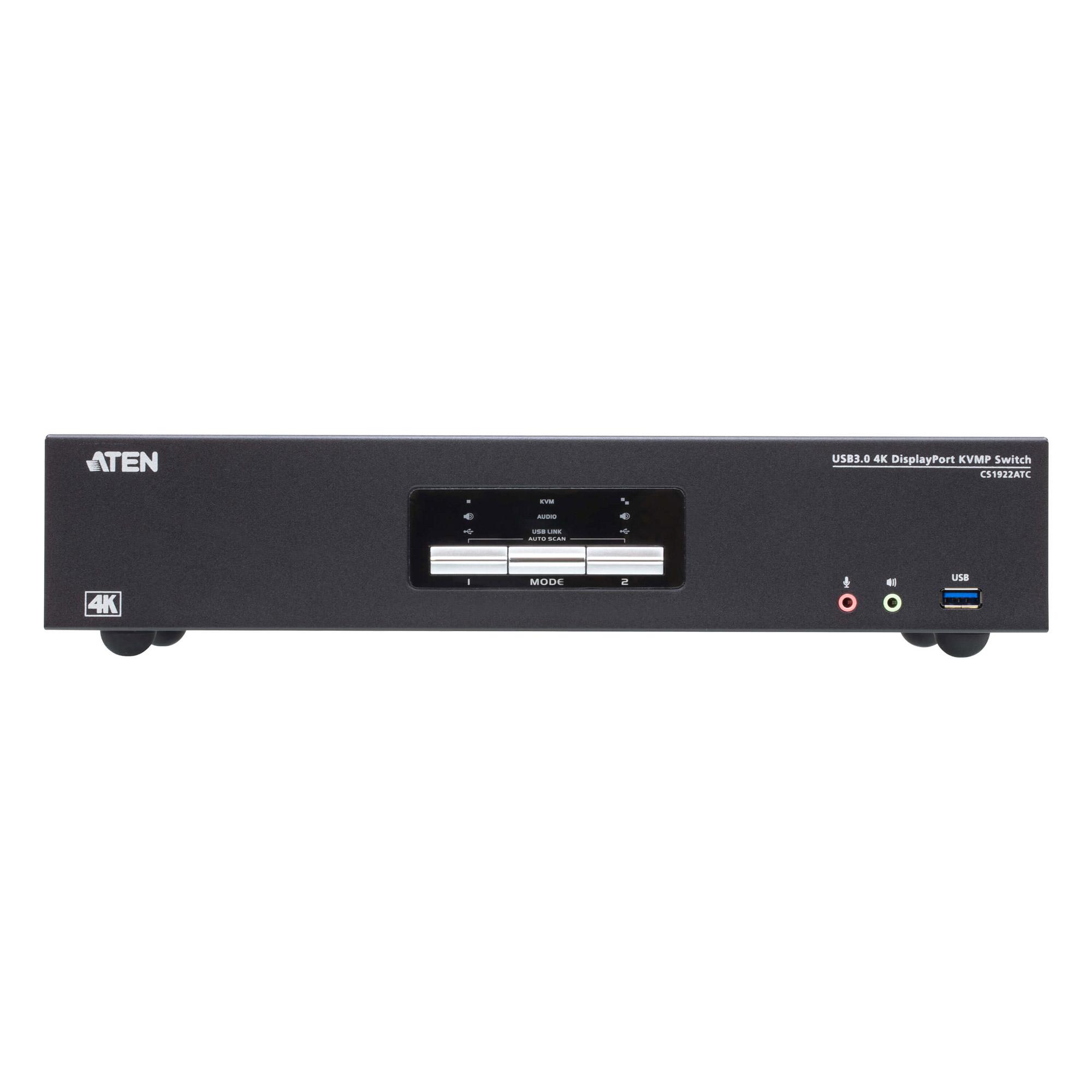 ATEN 2-Port USB True 4K DisplayPort KVM Switch with USB 3.0 Peripheral Support ATC Resolution Support Zero-Second Switching and