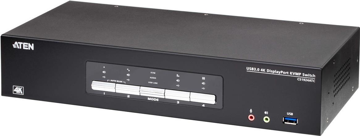 ATEN 4-Port USB True 4K DisplayPort KVM Switch with USB 3.0 Peripheral Support ATC Resolution Support Zero-Second Switching and