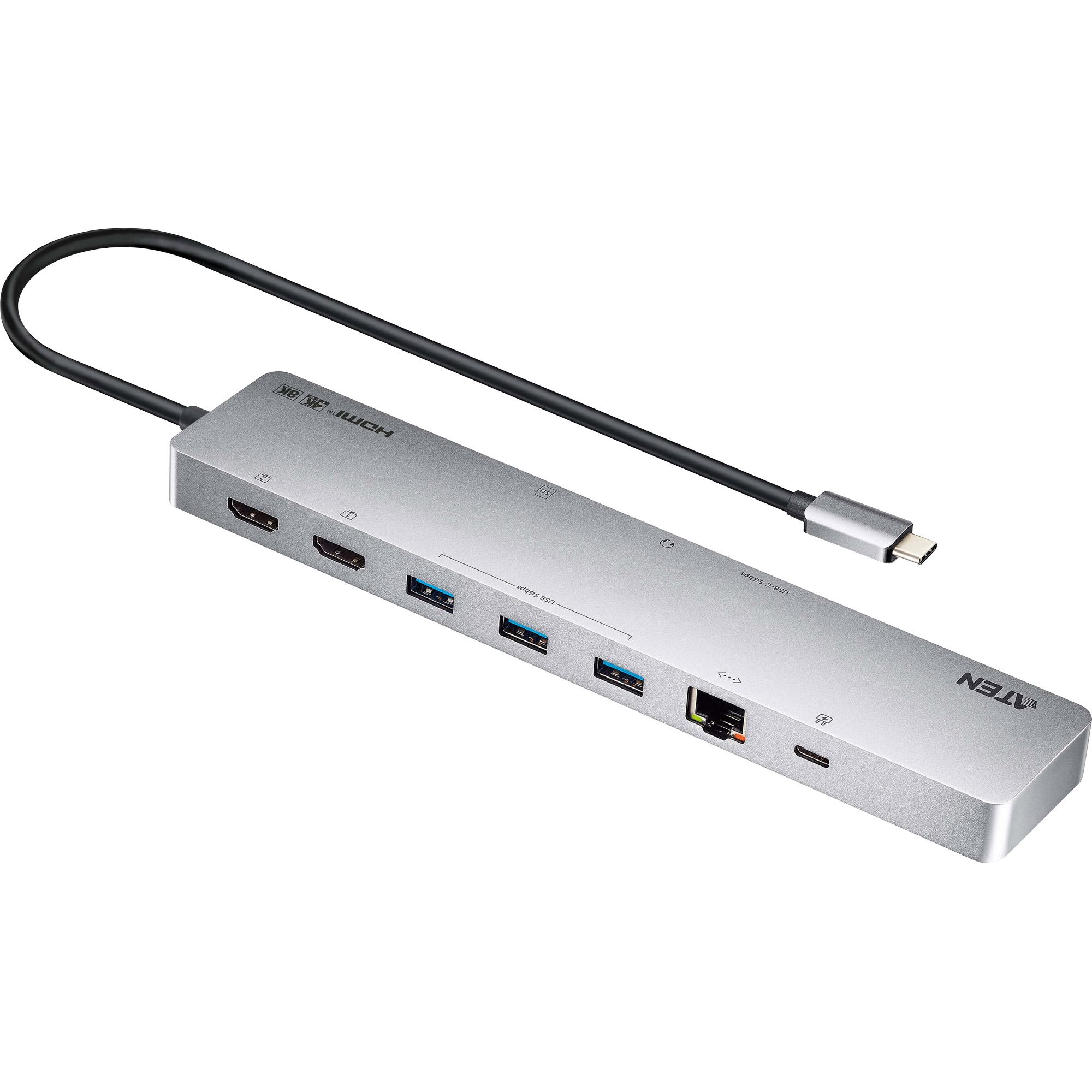 ATEN UH3240 hub di interfaccia USB tipo-C Argento