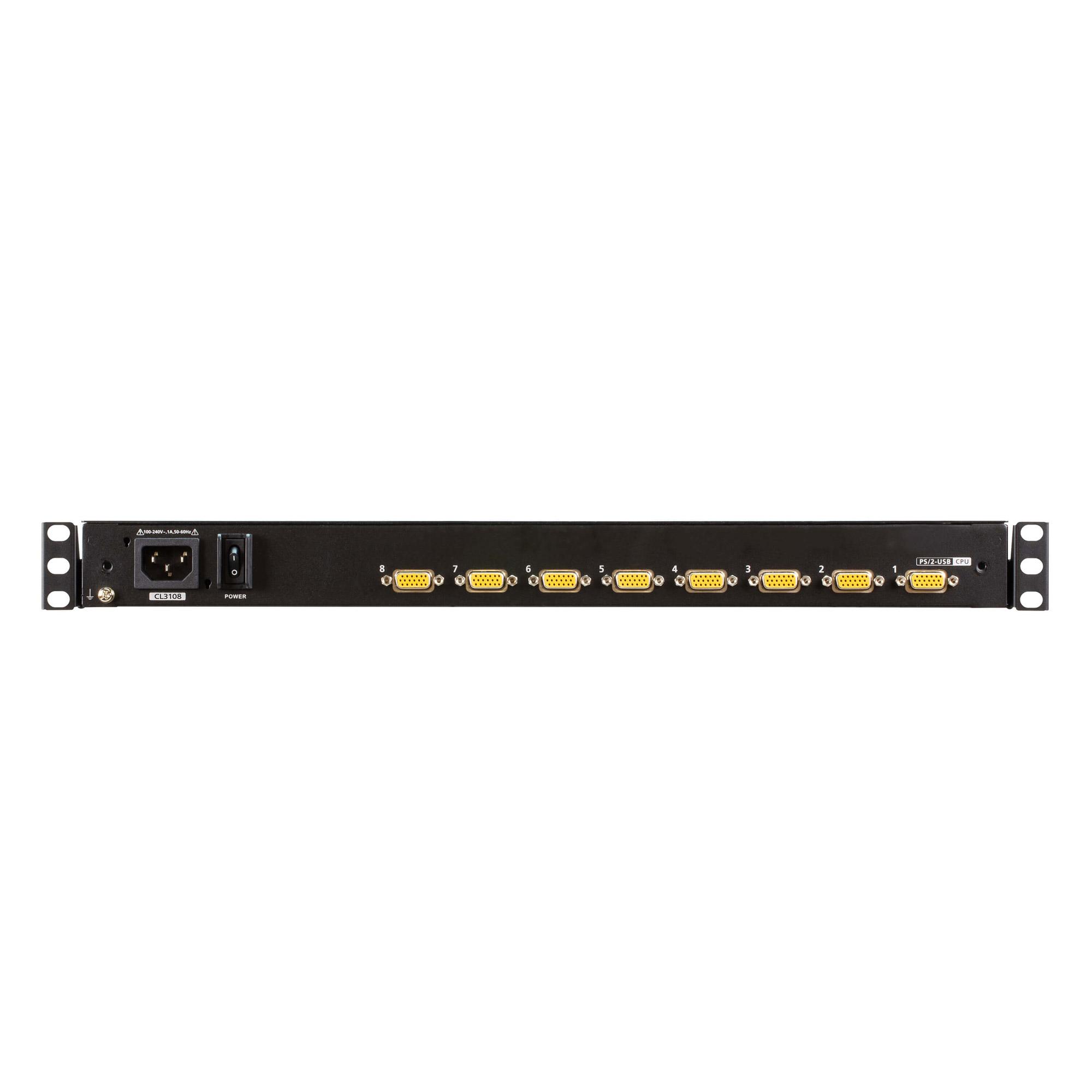 ATEN CL3108 console a rack 47 cm (18.5") 1366 x 768 Pixel Metallo, Plastica Nero 1U