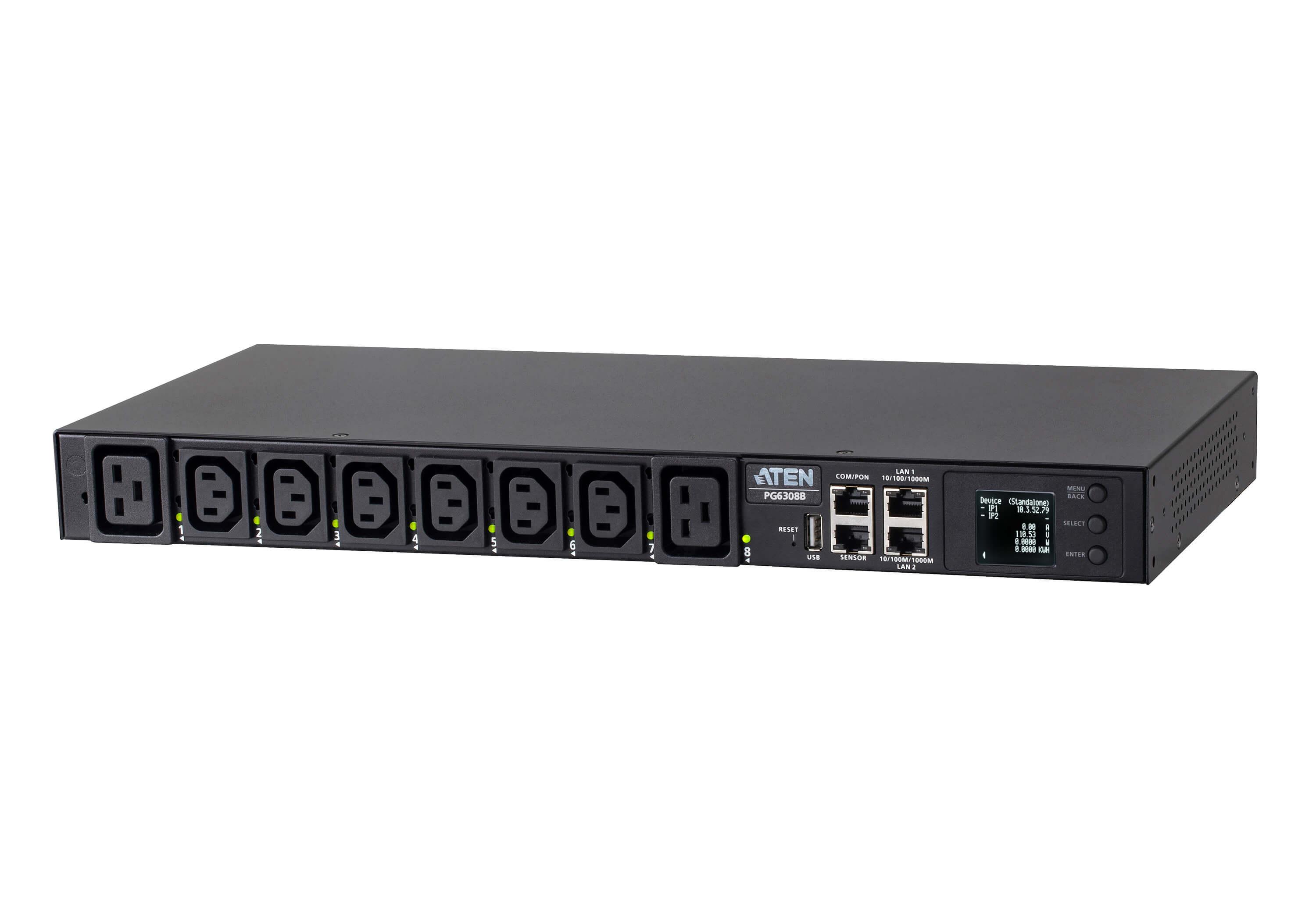 ATEN PG6308G-AT unità di distribuzione dell'energia (PDU) 8 presa(e) AC 1U Nero