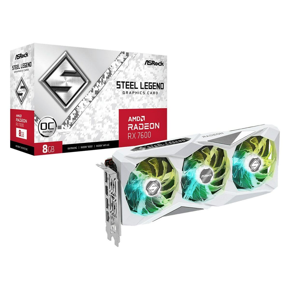 Asrock 90-GA4DZZ-00UANF scheda video AMD Radeon RX 7600 8 GB GDDR6 (Asrock RX7600 Steel Legend 8GB OC, PCIe4, 8GB DDR6, HDMI, 3