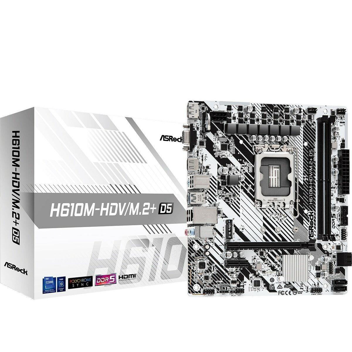 Asrock H610M-HDV/M.2+ D5 Intel H610 LGA 1700 micro ATX (ASRock H610M-HDV/M.2+ D5, Intel 12th and 13th ,DDR5, SATA3, USB 3.2 Gen