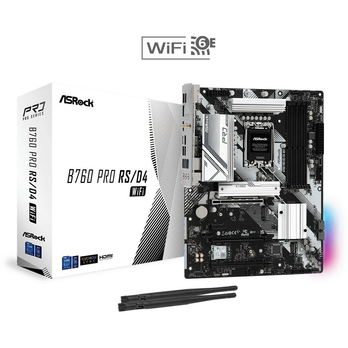 Asrock B760 Pro RS/D4 WiFi Intel B760 LGA 1700 ATX (ASRock B760 PRO RS/D4 WIFI Intel B760 Socket 1700 ATX 4 DDR4 HDMI DP Wi-Fi
