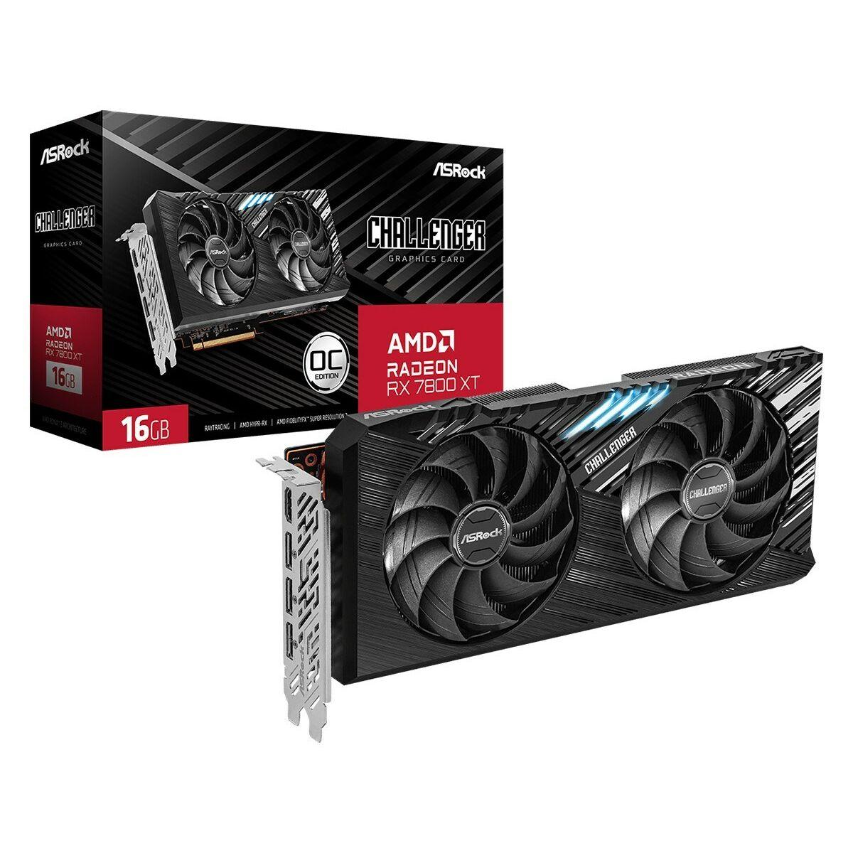 Asrock Challenger Radeon RX 7800 XT AMD 16 GB GDDR6 (Asrock RX7800 XT Challenger 16GB OC, PCIe4, 16GB DDR6, HDMI, 3 DP, 2475MHz
