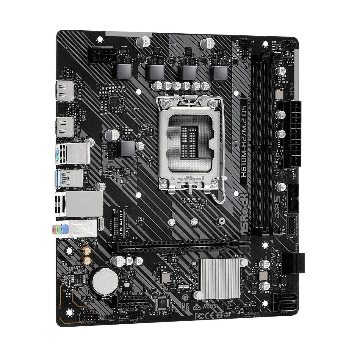 Asrock H610M-H2/M.2 D5 Intel H610 LGA 1700 micro ATX (Asrock H610M-H2/M.2 D5, Intel H610, 1700, Micro ATX, 2 DDR5, 2 HDMI, GB L