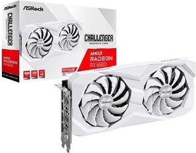 Asrock Challenger AMD Radeon RX 6600 8 GB GDDR6 (Asrock RX6600 Challenger White 8GB, 8GB GDDR6, HDMI, 3 DP, 2491MHz Clock, 0dB