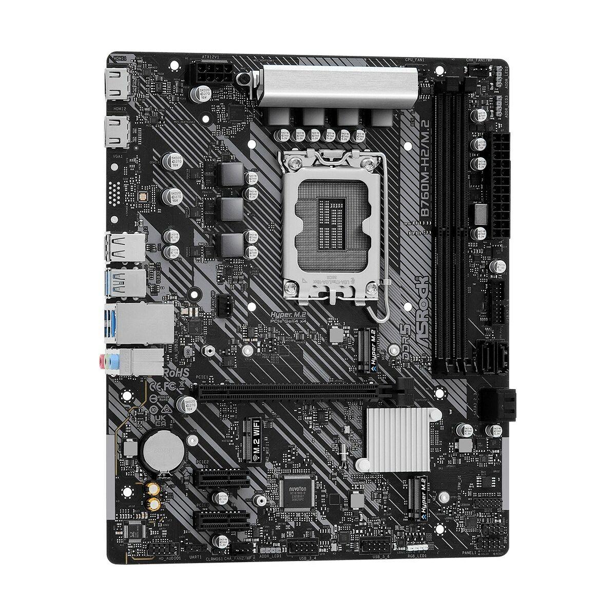 Asrock B760M-H2/M.2, Intel B760, 1700, Micro ATX, 2 DDR5, 2 HDMI, 2.5G LAN, PCIe4, 2x M.2
