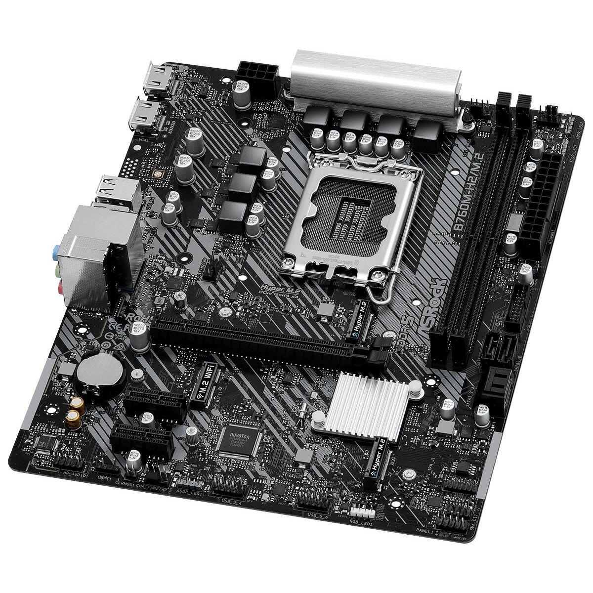 Asrock B760M-H2/M.2, Intel B760, 1700, Micro ATX, 2 DDR5, 2 HDMI, 2.5G LAN, PCIe4, 2x M.2