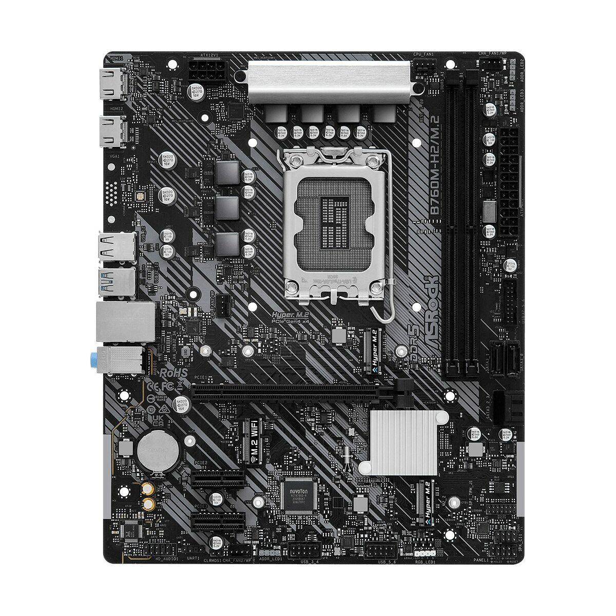 Asrock B760M-H2/M.2, Intel B760, 1700, Micro ATX, 2 DDR5, 2 HDMI, 2.5G LAN, PCIe4, 2x M.2
